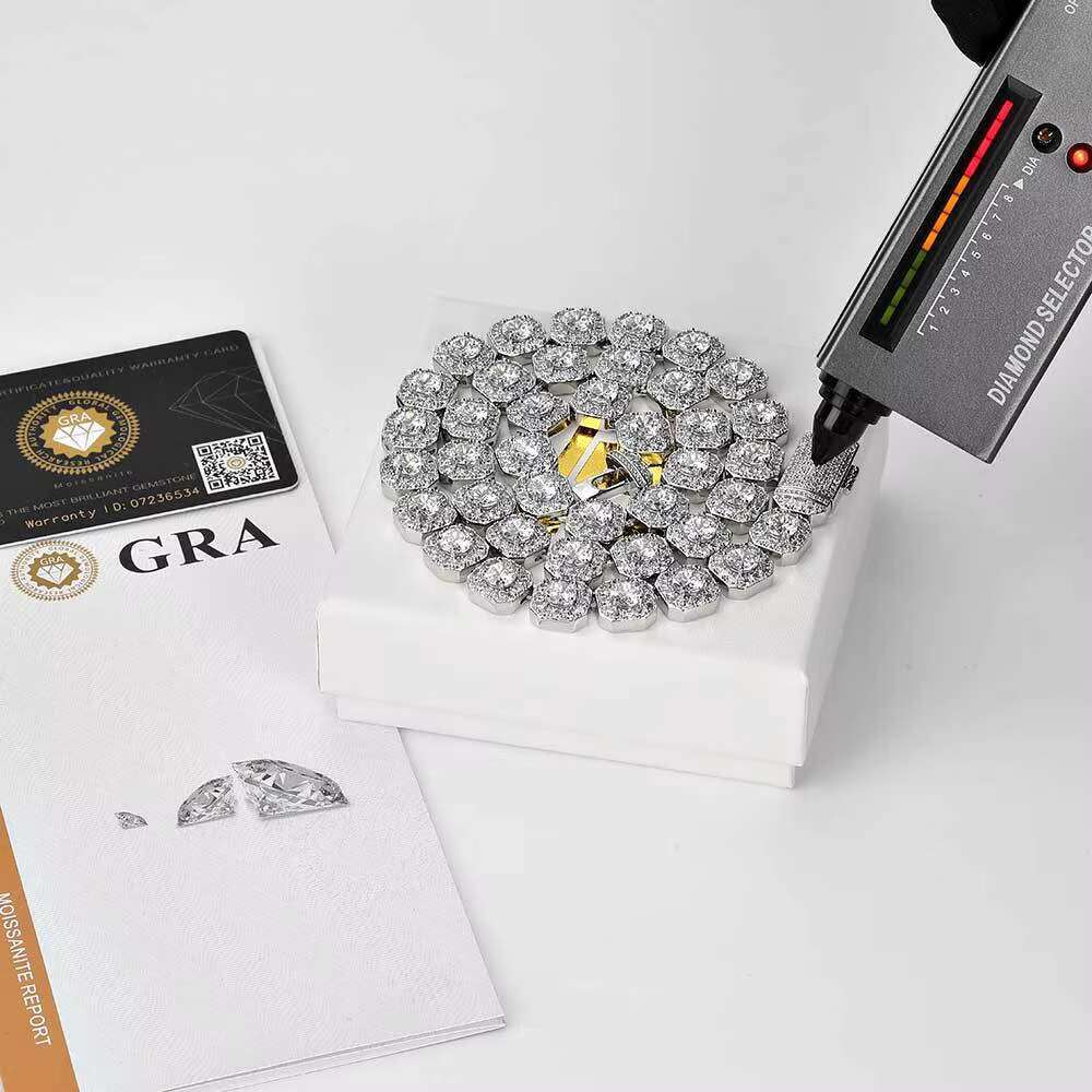Hip Hop Trendy Brand Necklace 925 Silver with Stylish Rock Candy Moissanite Men Fashion Accessory Wholesale