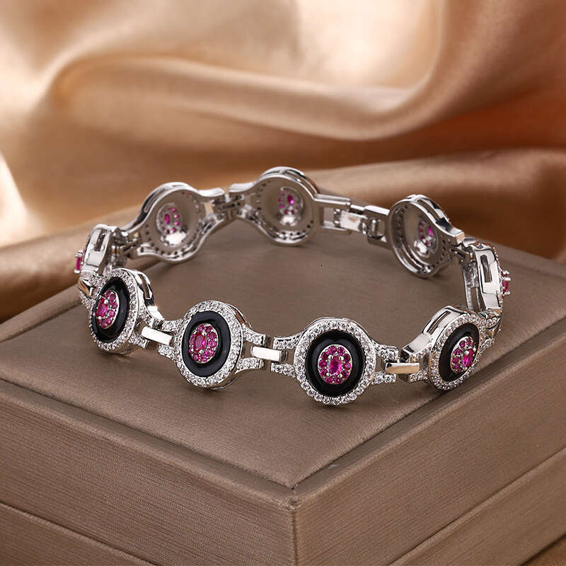 Autumn Winter New Style Zircon Red Fashion High-End Versatile Enamel Light Women's Bracelet Jewelry 66F