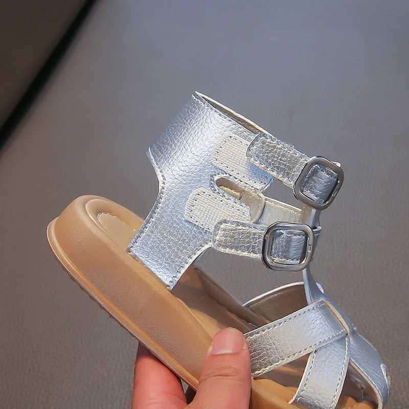2025 Summer New Children Roman Sandals for Girls Fashion Korean Style Soft Bottom Anti-Slip Versatile Princess Beach Shoes R250707