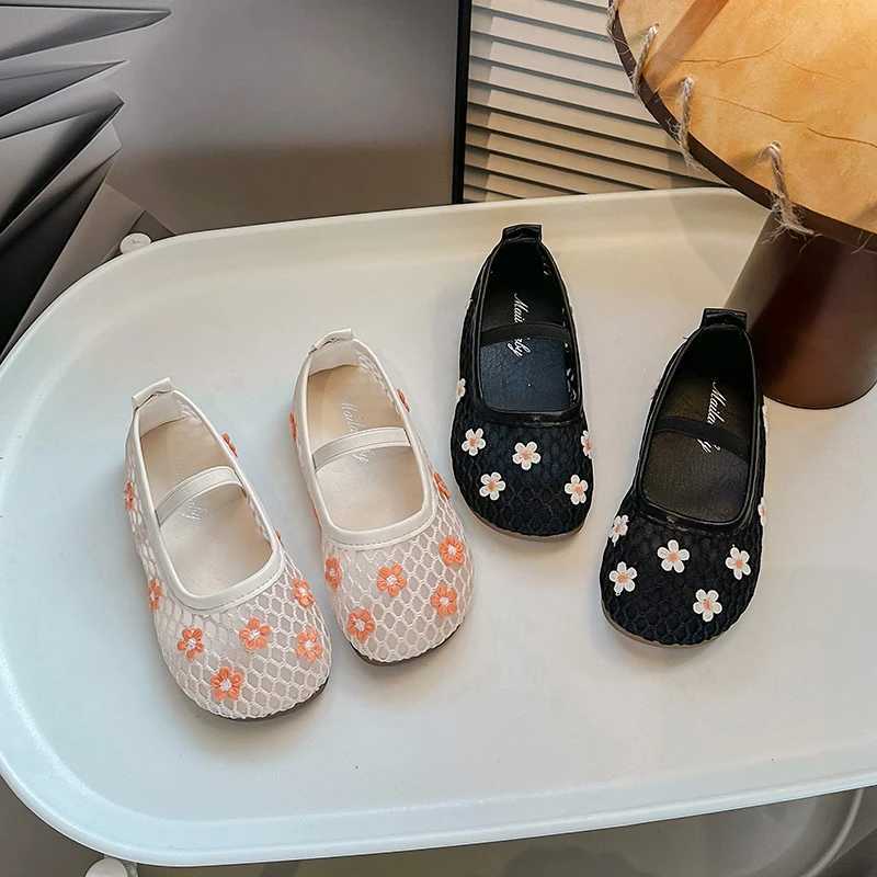 New Girl Princess Shoes Summer Elegant Flower Childrens Flats Fashion Breathable Kids Casual Shoes Slip-on Versatile Shallow R250707
