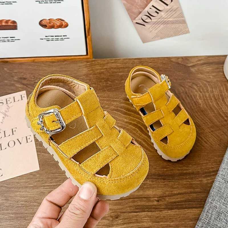 Fashion New Girls Hollow-out Sandals Summer Outdoor Kids Beach Shoes Anti-kick Casual Children Simple Roman Sandals Woven Style R250707