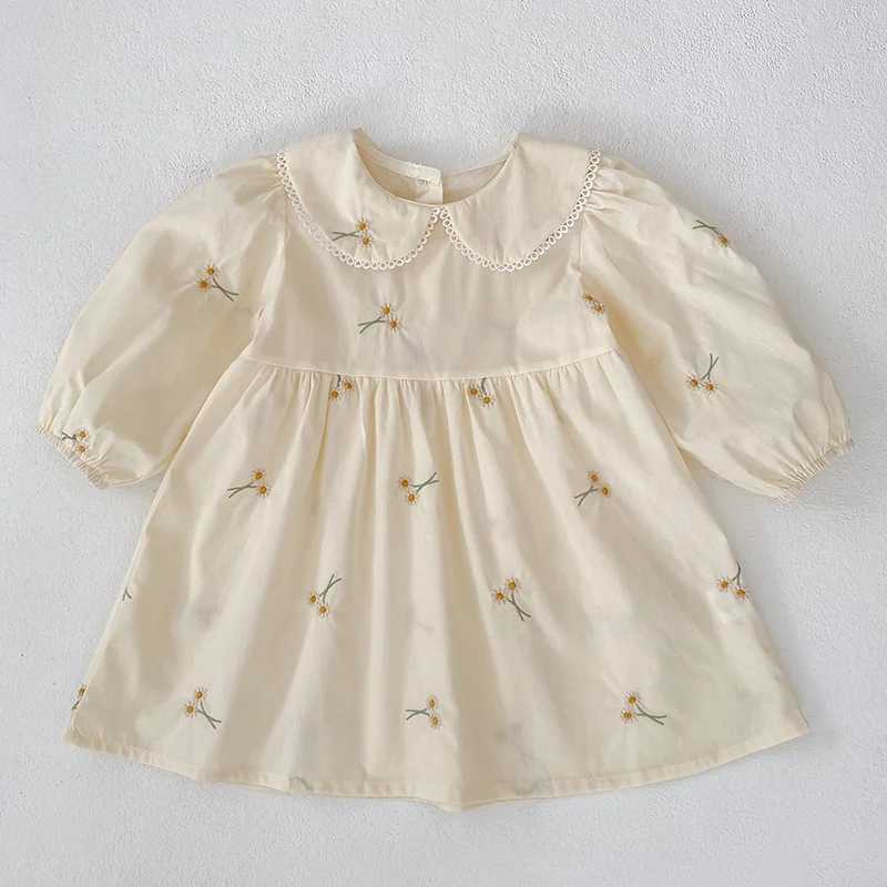 Spring Clothes Pastoral Baby Girls Dress Autumn Embroidery Cotton Floral Doll Dress Childrens Temperament Princess Girls Dress R250707