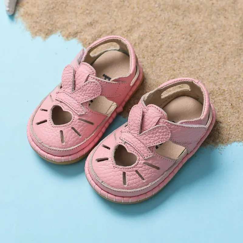 Summer Baby Girls Sandals Anti-collision Infant Toddler Shoes Genuine Leather Love Kids Princess Shoes Children Beach Sandals z250708MF2B