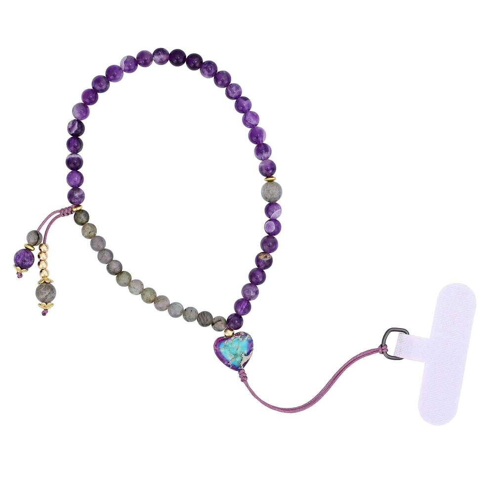 New Natural Stone Popular Cut Seven-Color Beads Purple Amethyst Cured Crystal Simple Phone Pendant Delivery