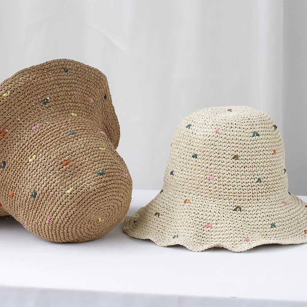 2025 NEW Women Sun Hat Wide Large Brim Beach Hats Womens Summer Straw Hat Foldable Sun Hat Chapeau Femme Beach UV Protection Cap Y250707