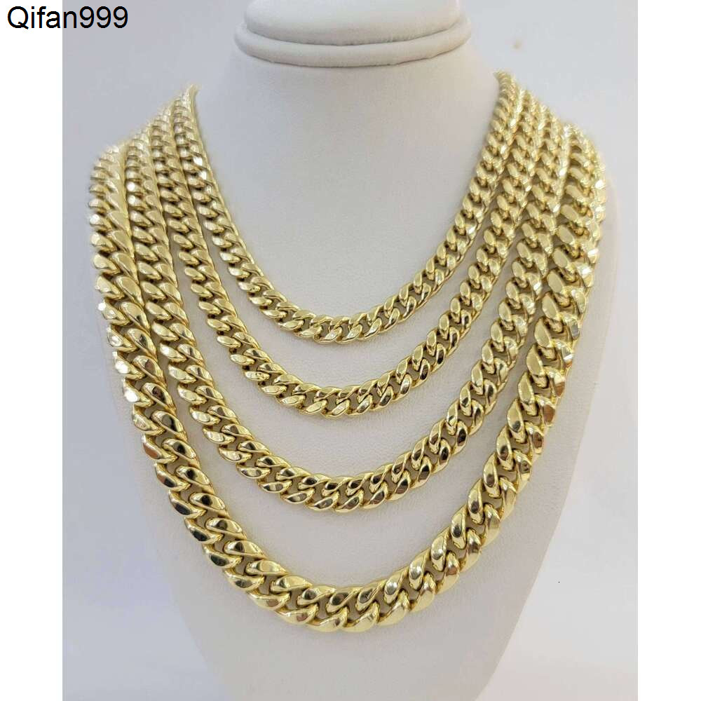 Customized Italian 10Kt Real Yellow Bracelet /Necklace 6Mm-15Mm Miami Cuban Link Franco Solid Gold Chains