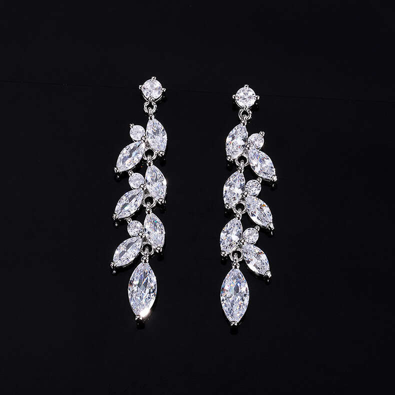 New Zircon Jewelry Bridal Necklace Earrings Set Wedding Dress Accessories 341