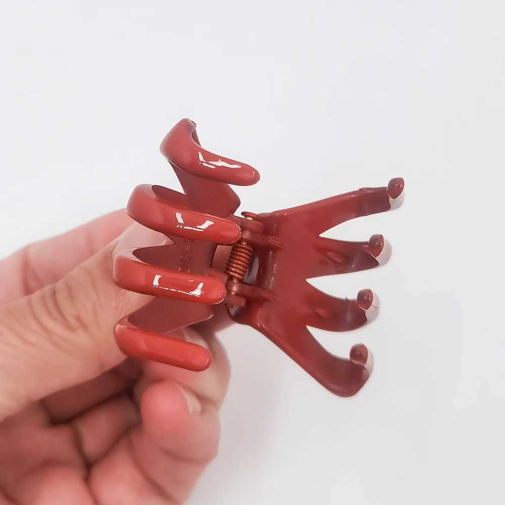 12Color/Card 4CM Acrylic Plastic Small Crab Hair Claw Clip for Women and Girls Cute Candy Mini Solid Barrette Clamp Hair Accessories Set Y250707