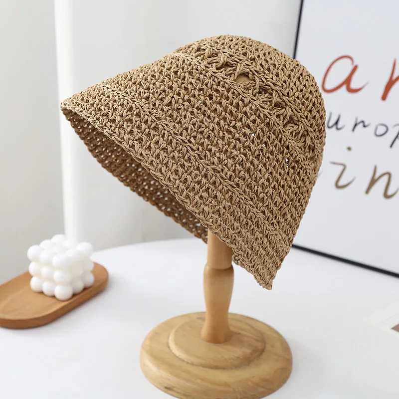 Summer Japanese Bucket Hat Korean L Country Small Brim Straw Hat Versatile Japanese Woven Bucket Hats Beach Sunscreen Hat Women Y250707