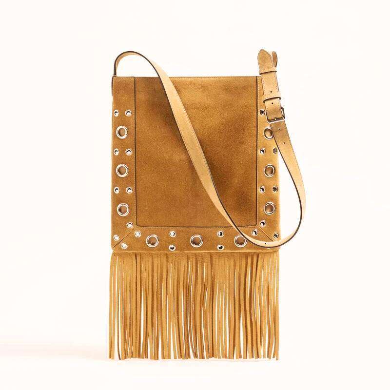 Women's Bags Designer Vintage Faux Suede Messenge Bags Fo Women Designe Handbag Puses New In Rivet Tim Tassel Small Undeam
