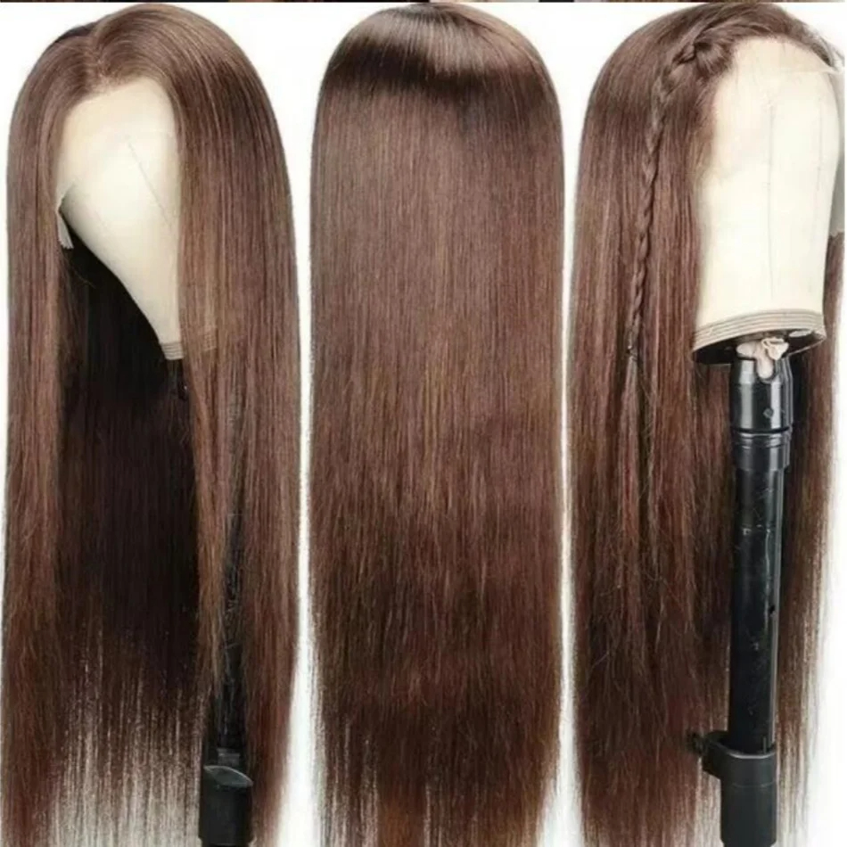 180 Density Straight Hair Similar to Real Human Hair Wigs Brazilian 13x4 Lace Front Wigs For Black Women Pre Plucked Black Color Synthetic Frontal Wig