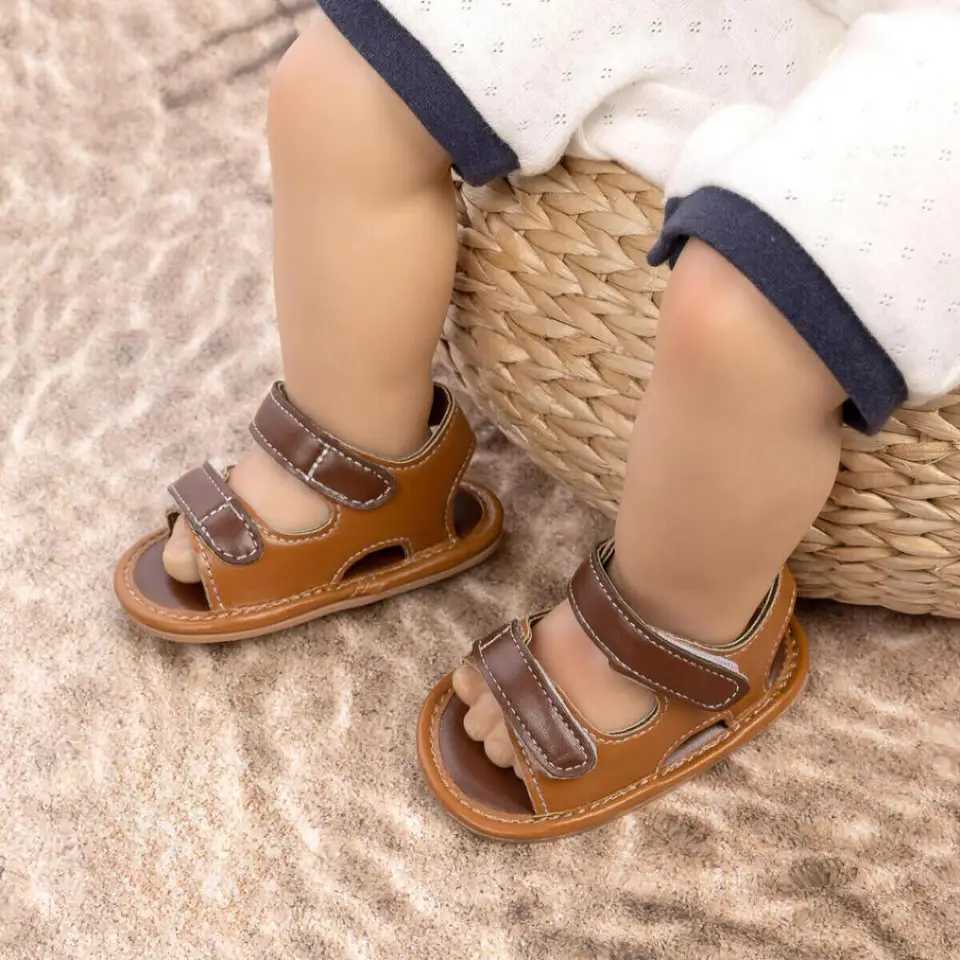 Newborn Baby Shoes Summer Casual Retro Leather Sandals For Boys Lightweight Rubber Soft Anti-Slip Sole Toddler First Walkers R250707