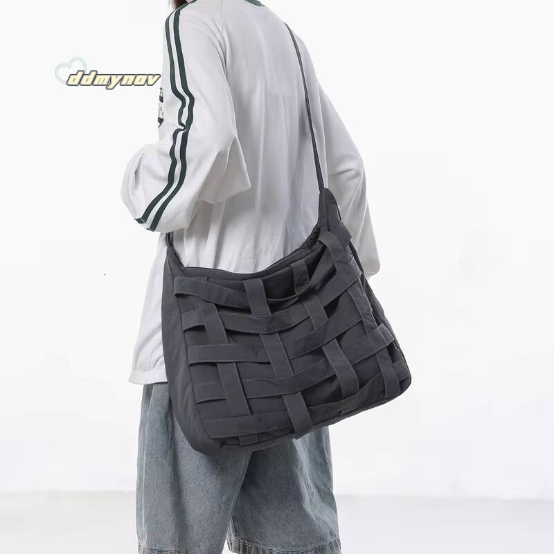 Woven Design Unisex Big Messenger Nylon Fabric Waterproof Shoulder Crossbody Bags Casual Street Large Capacity Shopper Tote ddmynov