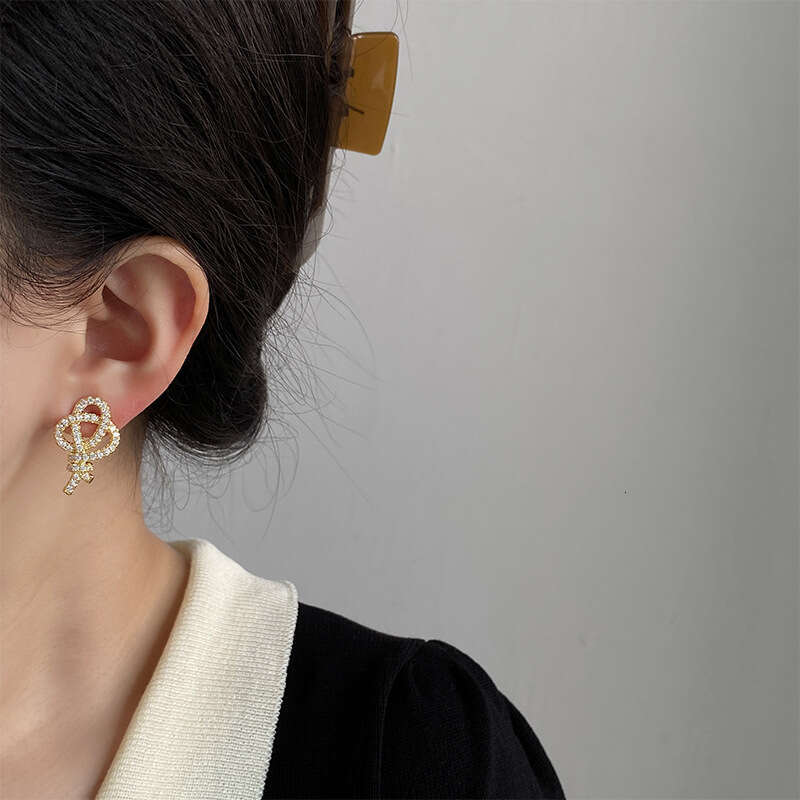 DHcollections New Fashion High-End Design Knot Exquisite Zircon Earrings Elegant Beautiful Compact Simple Commuting Women