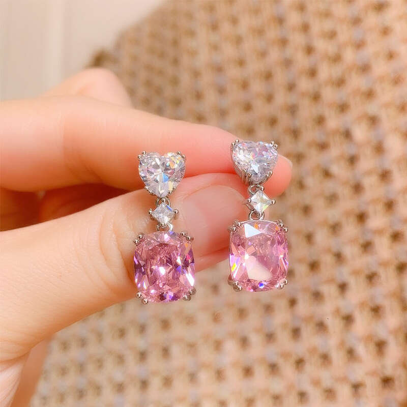 New Trendy Colorful Paraiba Pink Yellow Dia Earrings Micro Pave Jewelry Eca