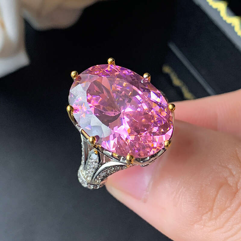 New Jewelry Simulated Bird's Nest Cut Purple Kunzite Pink Yellow Zircon Colorful Gemstone Open Ring For Women Fashion Commuting Dc1