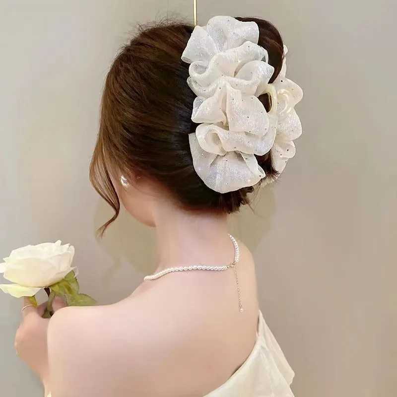 Seersucker Hair Claw for women Fabric Shiny Hair Bow Polka Dot Luxury Hair Accessories Big Bow Hairpin Z250707