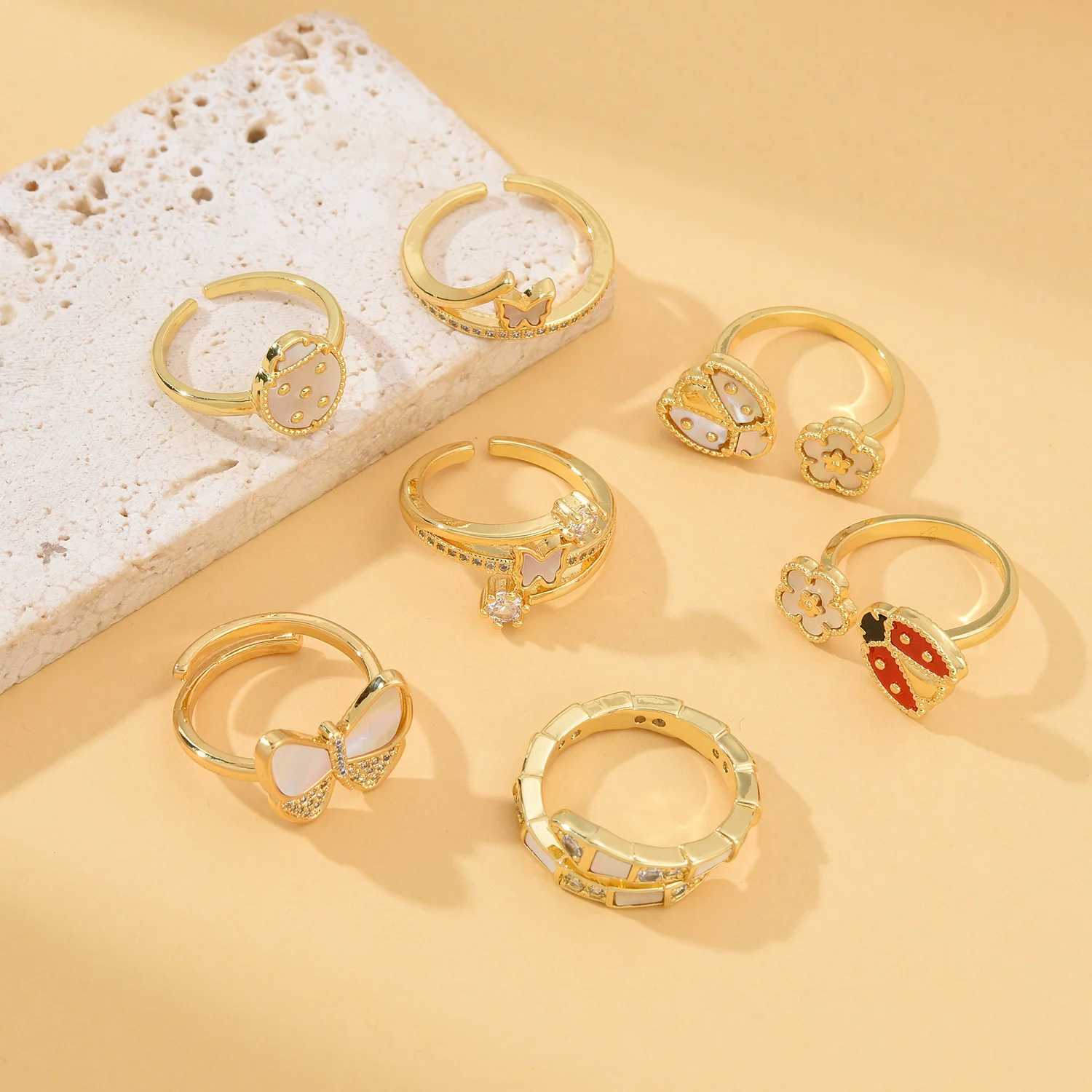 New Fashion Adjustable Zircon Rings For Women Men Copper Open Gold Plated Ring New Vintage Animal Aesthetic Jewelry womens ringsXJ250707