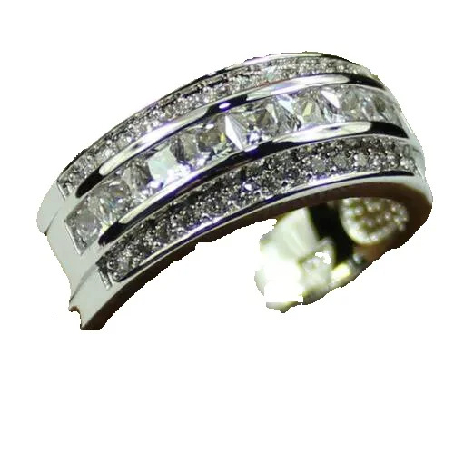 Victoria Wieck Fashion Jewelry 10kt White Gold Filled Sapphire Simulated Diamond Wedding Designer Princess Circle Band Ring For Women Gift Size 5-11