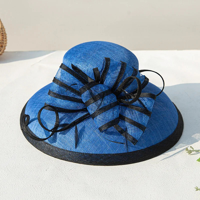 Elegant Female Sinamay Bowler Hat with Flower Feather for Women Perfect Wedding Cocktail Tea Party Kentucky Visor Bucket Cap 250707