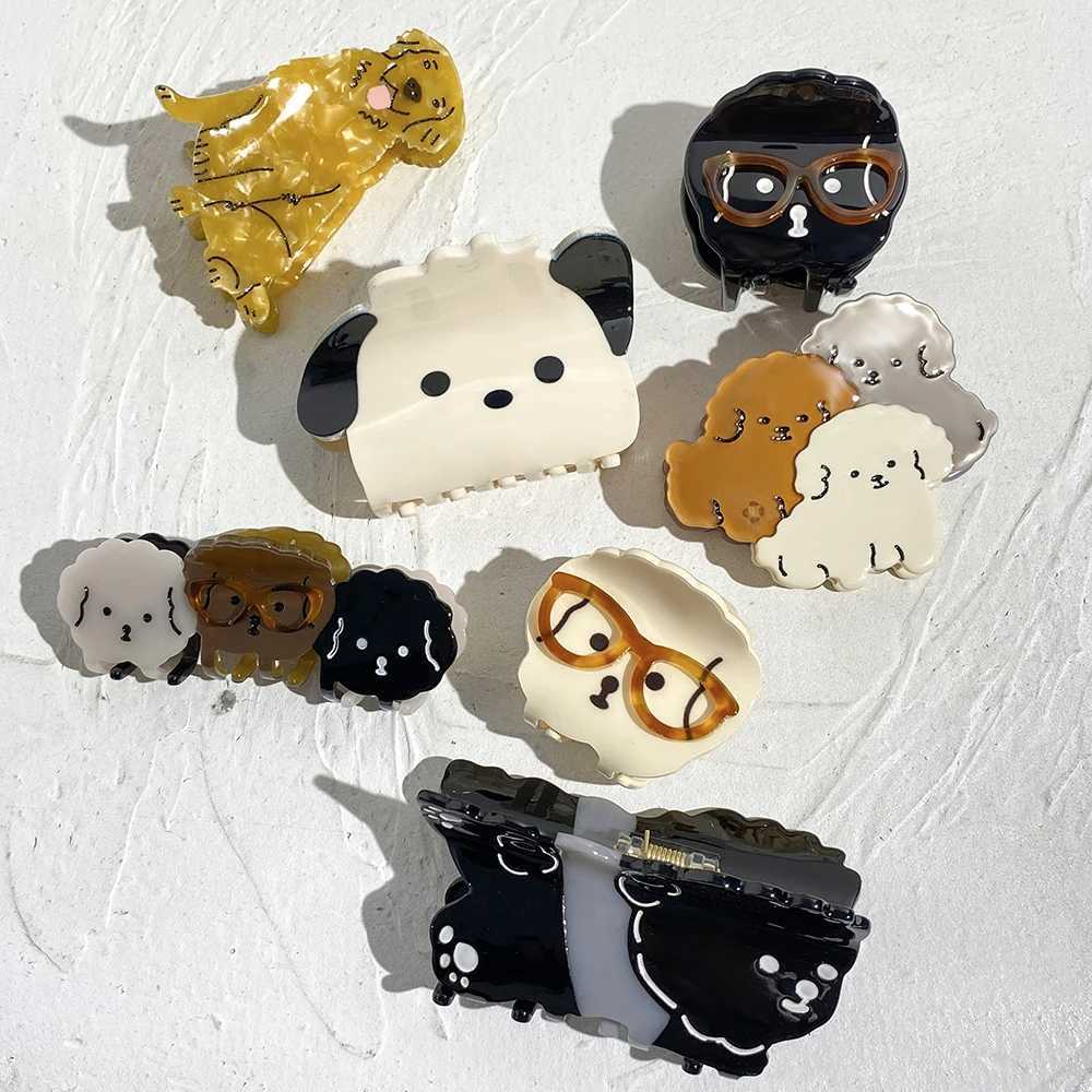 Cute Acetate Speckle Teddy Dog Animal Crab Hair Claw Clip For Women Girls Creative Funny Hairpin Barrettes Hair Accessories Z250707