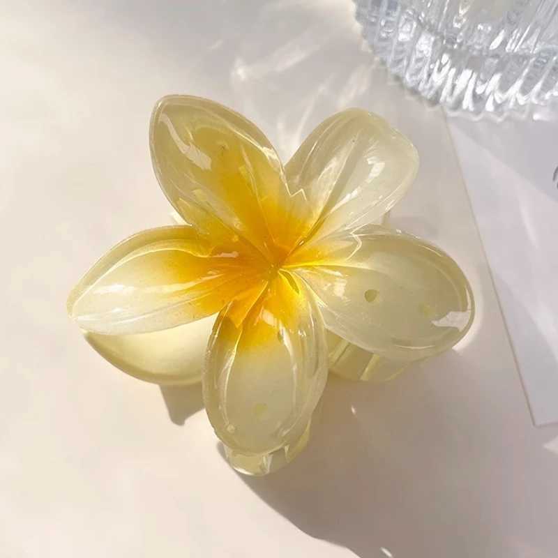 Boho Gradient Large Flower Acrylic Hair Clip for Women Sweet Hair Claws Crab Clamp Barrettes Hawaiian Hair Accessories Y250707