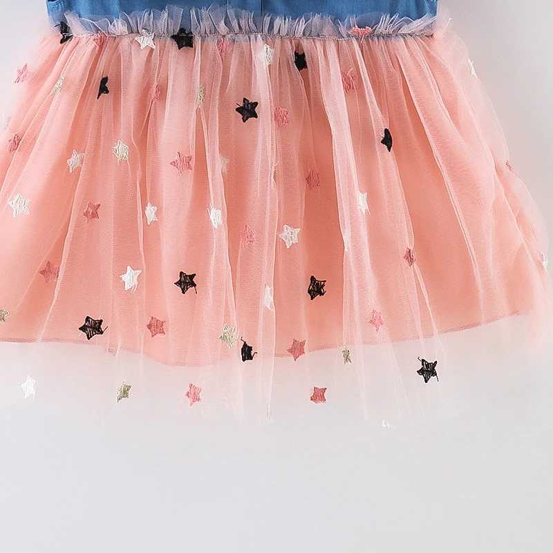 Summer New Girls Dress Small Flying Sleeve Bow Cowboy Work Pompous Past Polka Dot Color Sweet Princess (Girls 0-3 Years Old) R250707