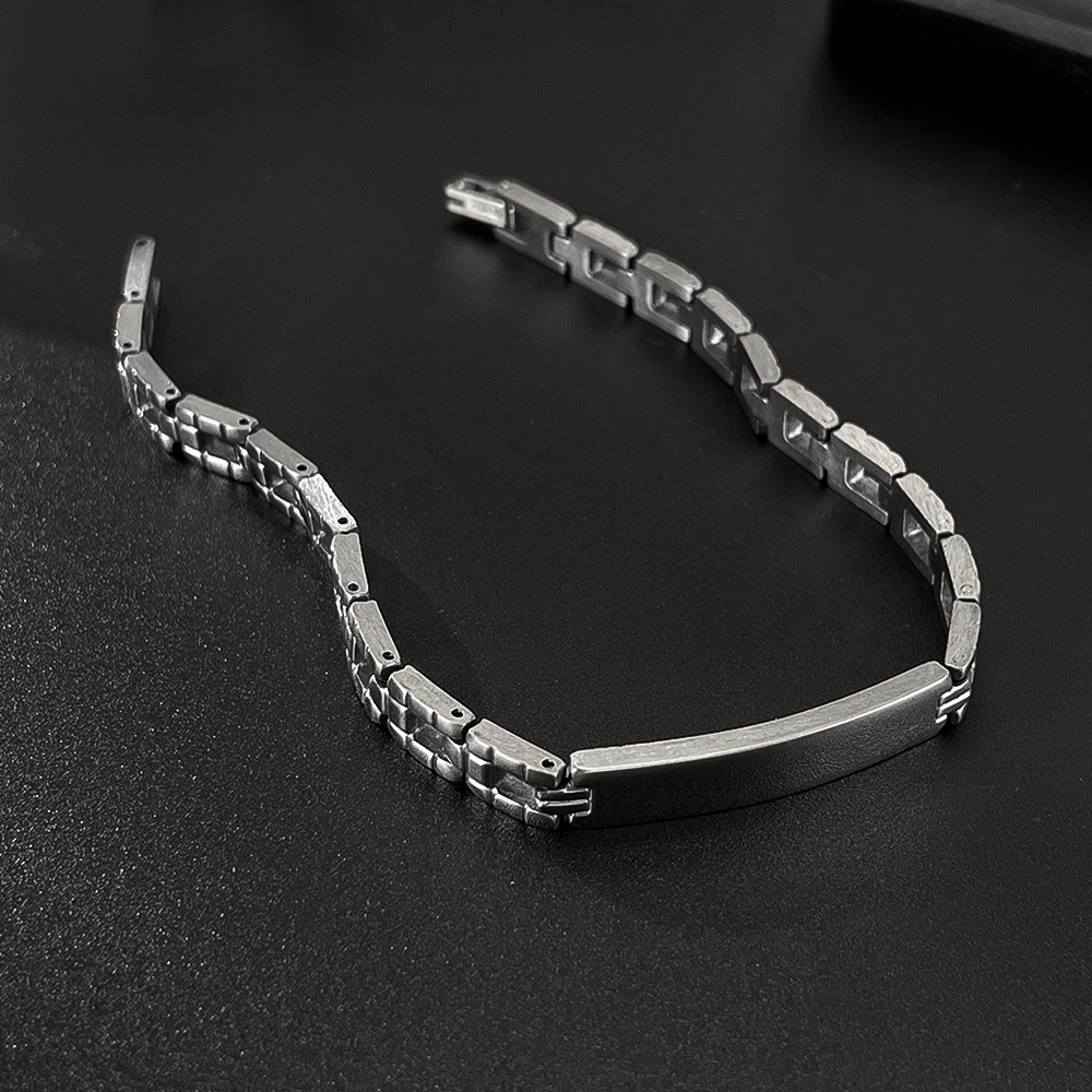 Hip Hop Stainless Steel Bracelet for Men Personalized Smooth Curved Brand Fashion Trend Watch Band Jewelry Global Wholesale