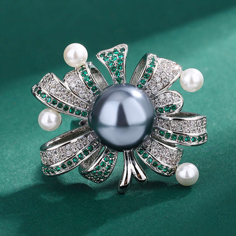 Hua Youmei Jewelry Luxurious High-End Imitation Natural Freshwater 12Mm Tahitian Pearl Adjustable Ring A04