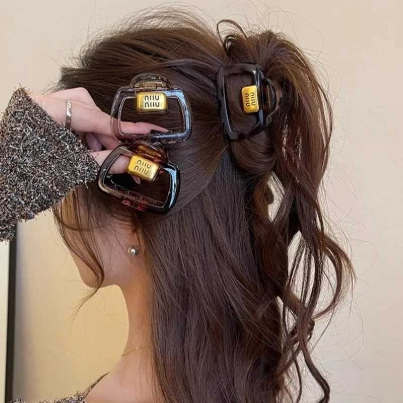 Leopard Print Hair Claws Clips Crab Clamps Women Girls Medium Geometric Square Ponytail Holder Hair Barrettes Hair Accessories Z250707