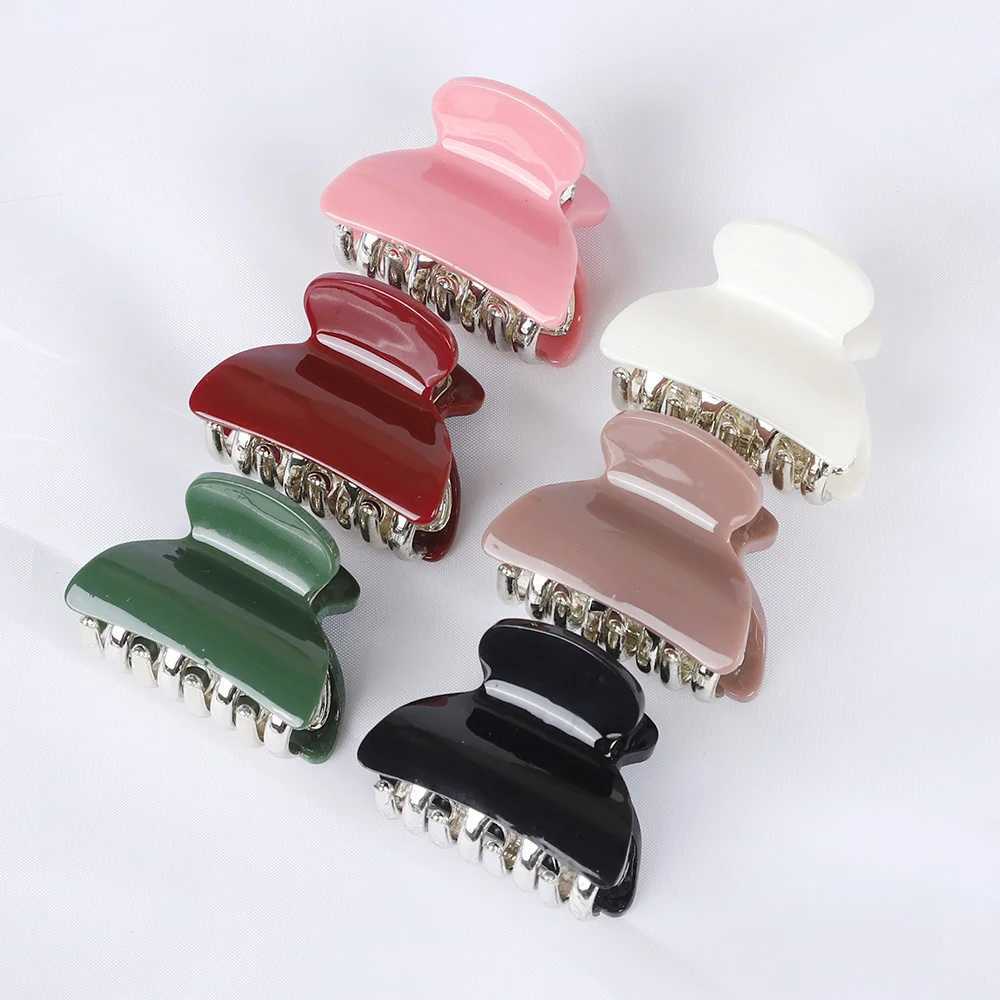 6PCS Acetate Acrylic Small Crab Hair Claw Clips Women Girls Cute Print Leopard Plastic Hair Clamps Barrette Hair Accessories Set Y250707