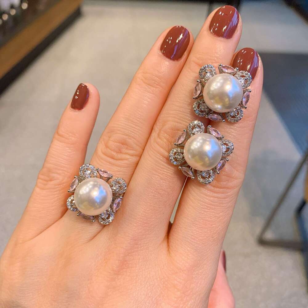 Douyin Live Australian Gemstone Set Pearl Ring Pendant New Style 1Cb