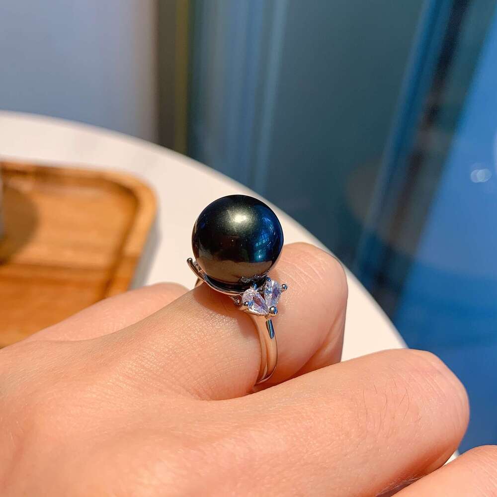 Tiktok S Tahitian Pearl Ring And Earrings Jewelry Set For Socialite Fashion Outfit 0D2