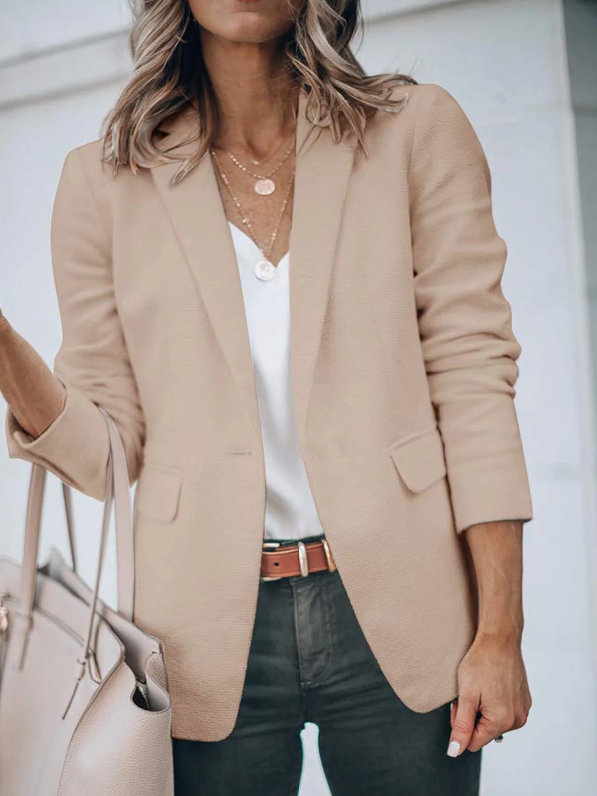 Womens Casual Blazers Open Front Long Sleeve Work Office Suit Jackets Blazer Stylish Slim Coat Lightweight 250625