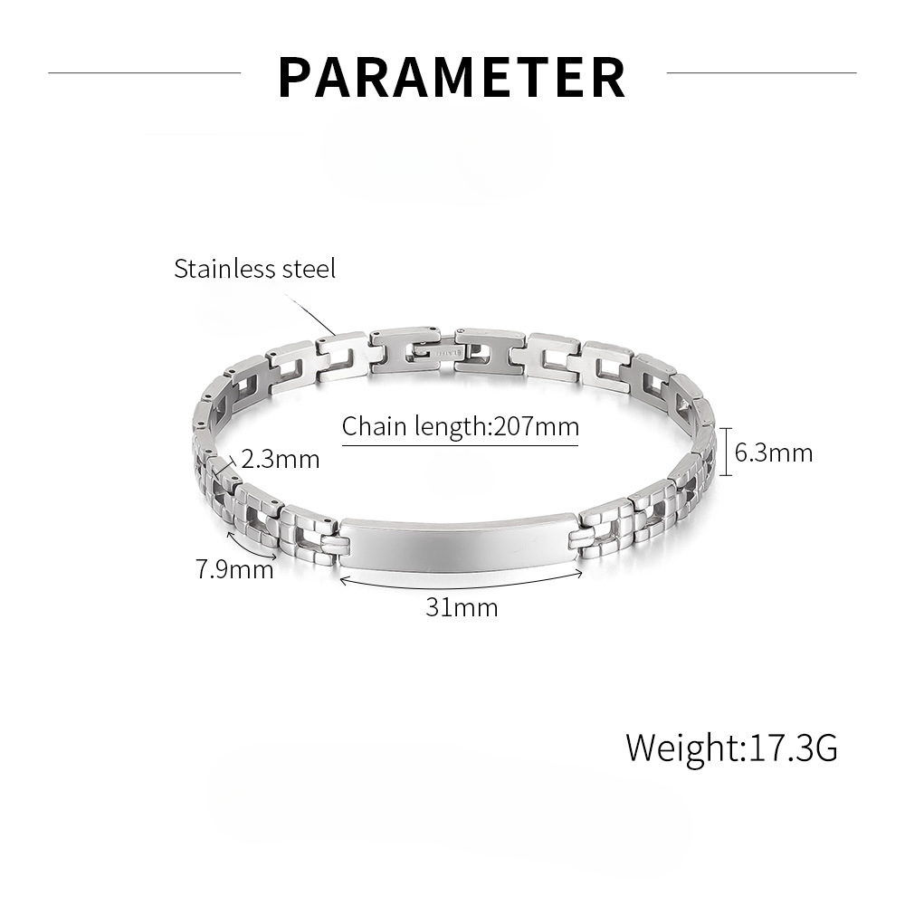 Hip Hop Stainless Steel Bracelet for Men Personalized Smooth Curved Brand Fashion Trend Watch Band Jewelry Global Wholesale