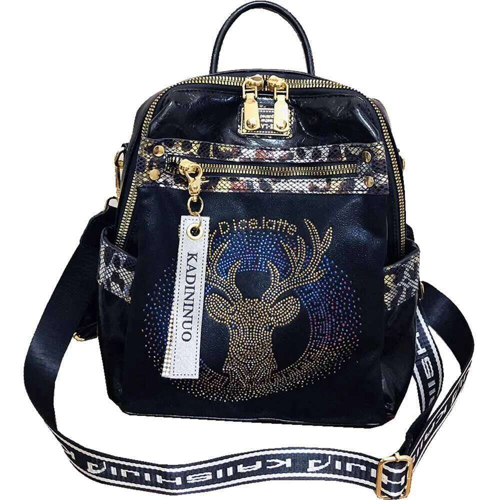 2022 New Women Fashion Large Capacity School Female Brand Travel Backpack Multifunctional Black Shoulder Bag