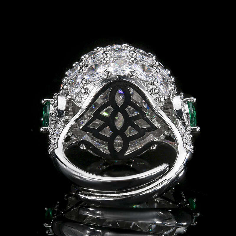 Huayoumei Jewelry Exaggerated Flower Full Diamond Ring Women's High-End Fashion Light Luxury 6E0