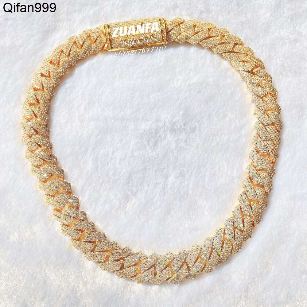 30.56Ctw Big Guy 20Mm 4 Row Diamonds Sterling Sier Iced Out Lab Moissanite Diamond Cuban Link Chain