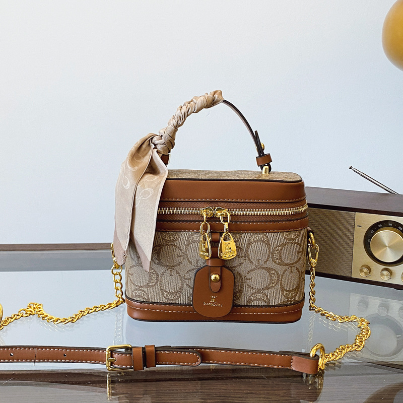 Designer High-End Printed Handbag Box for Women 2025 New Fashion Shoulder Crossbody Bucket Color-Block Small Square Light Luxury Women's Bag