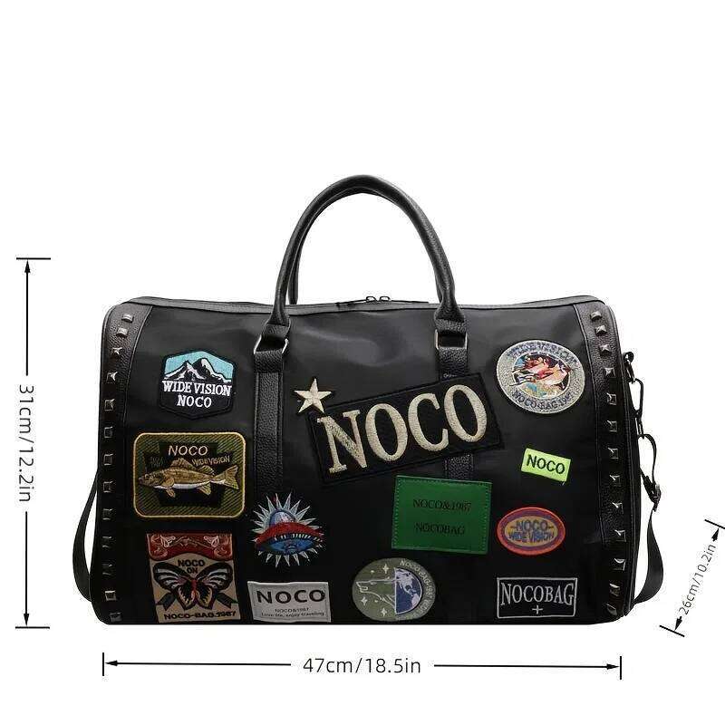 1 Piece Of Steampunk Style Y2k Embroidered Oxford Cloth Handbag, Shoulder Back Bag With Zipper Closure, Polyester Lining, Edge
