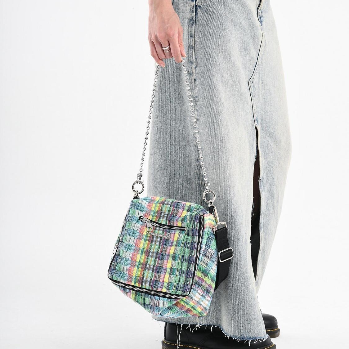 designer Summer New Colorful Plaid Dice Bag Handheld Large Capacity Checkered Contrast Linen Shoulder Underarm Bag
