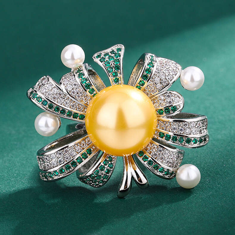 Hua Youmei Jewelry Luxurious High-End Imitation Natural Freshwater 12Mm Tahitian Pearl Adjustable Ring A04