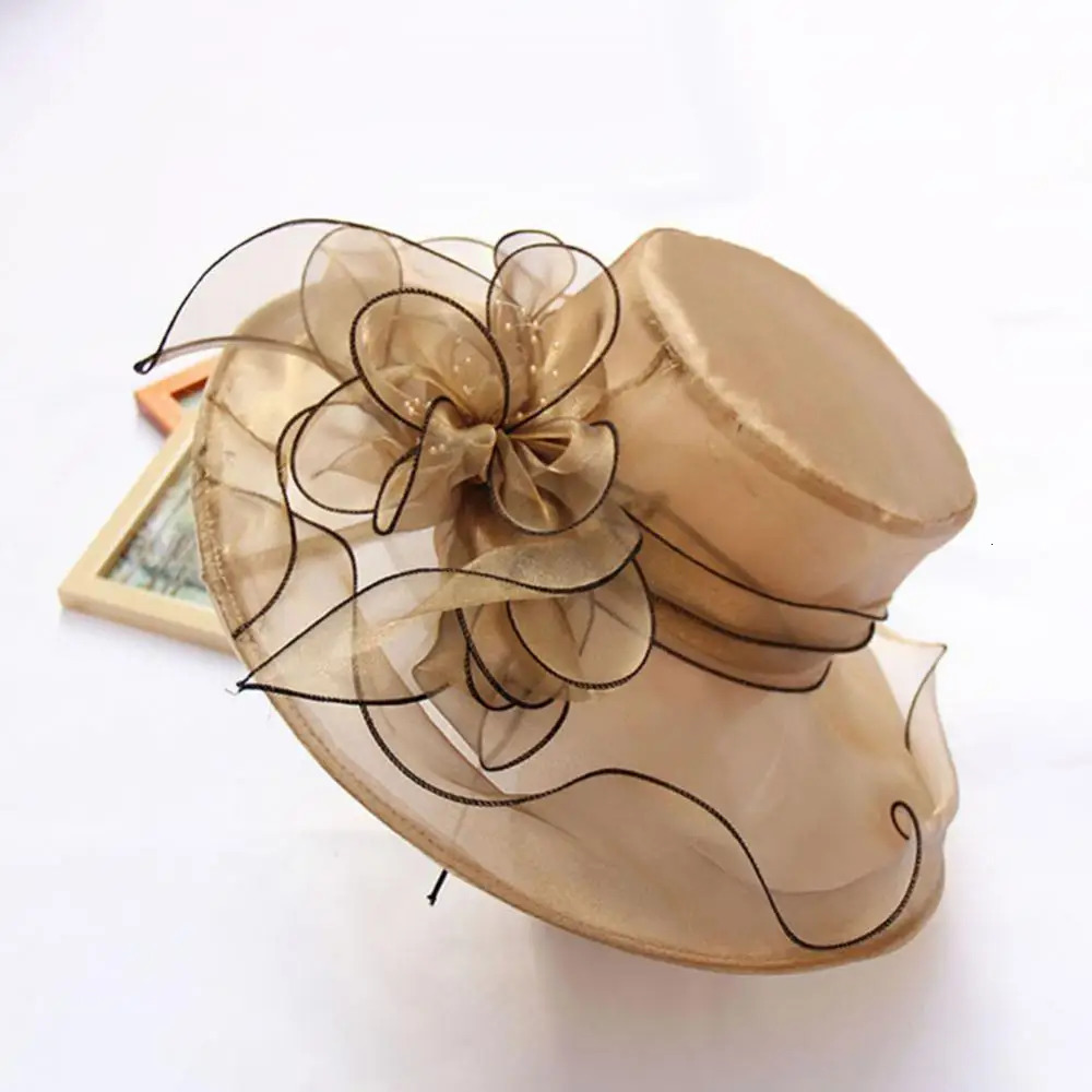 Elegant Bow Wide Brim Bucket Hats Church Hat Fedora Women Summer Foldable Sun Cap Flower Wedding Tea Party Hat 250707