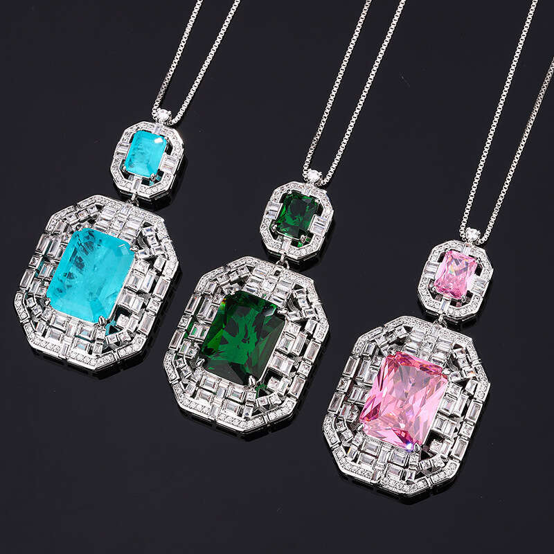 2024 Spring New Pendant Inlaid With Dias Geometric Zircon Chain Jewelry Hanging Decoration Tiktok Live 7F5