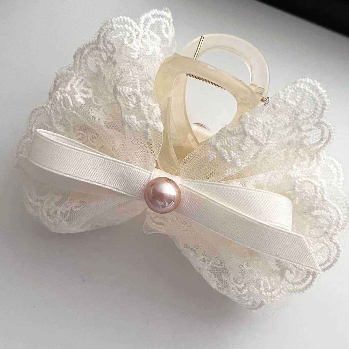 1pc French Super Fairy Lace Bow Hairpin Princess Hair Grab Half Tie Hairpin Hair Shark Clip on the Back of the Head Z250707