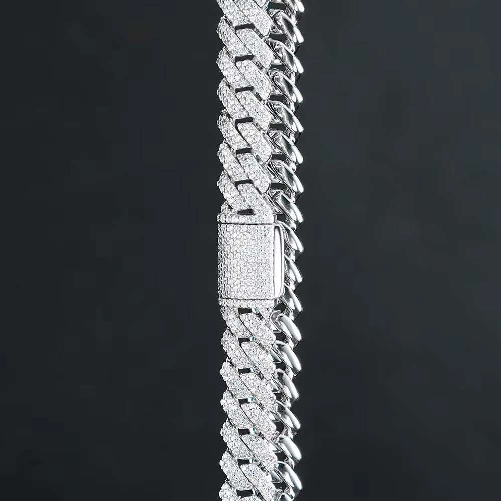 2025 Trendy Mens Hip Hop Cuban Chain Necklace Custom S925 Silver with Lab-Grown Moissanite Wholesale Jewelry