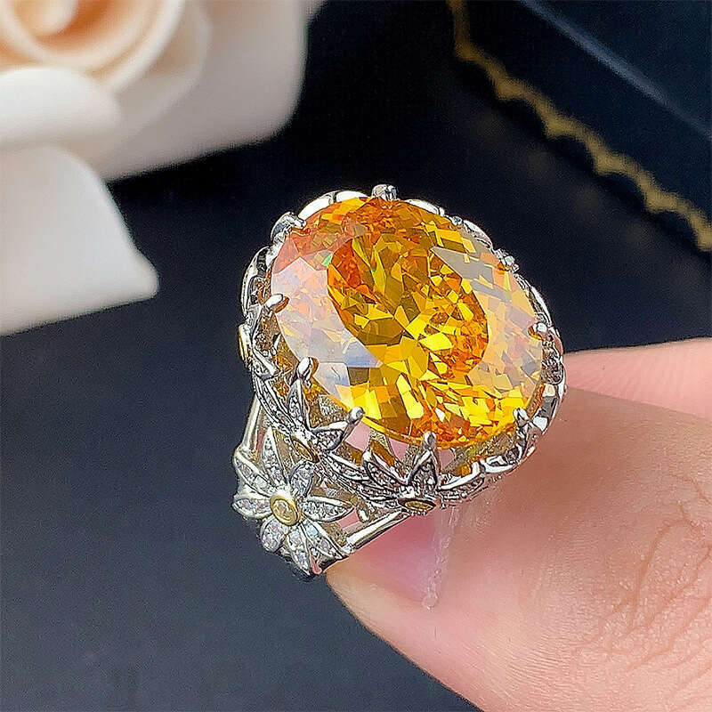 New Jewelry Ring Accessories, Color-Changing Under Purple Light, Red Corundum Pink Diamond Open Ring, High-End Light Luxury Women's Wholesale 4A9