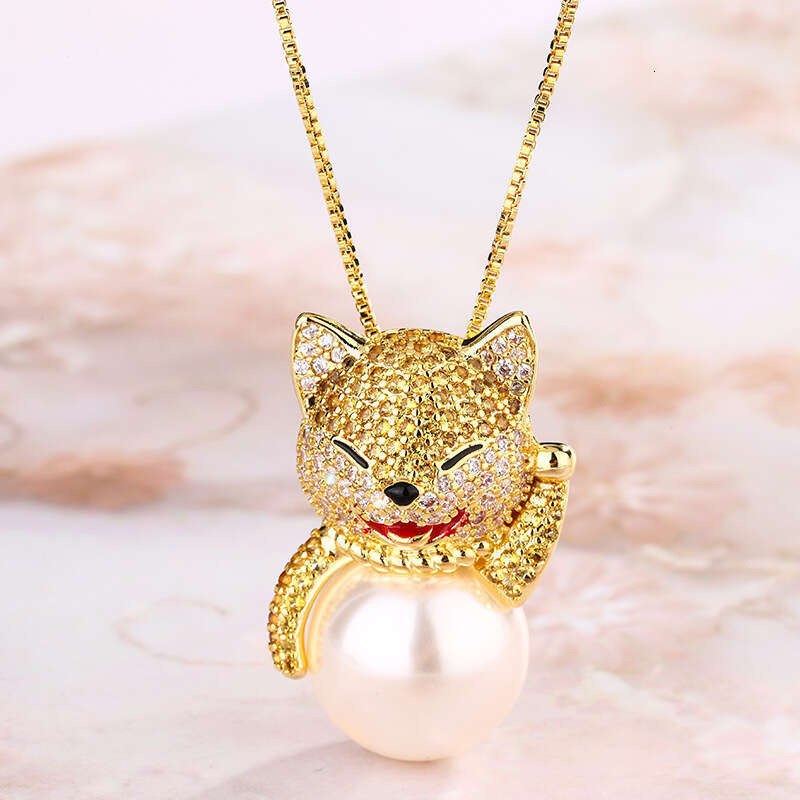 Huayoumei Jewelry Loyal Shiba Inu Imitation White South Sea Gray Pearl Necklace C40