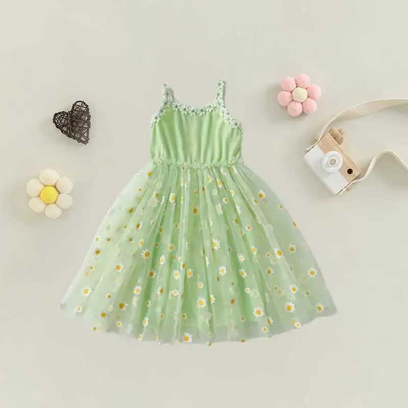 Summer Cute Daisy Princess Kid Baby Girls Dress Infant Puffy Sleeveless Floral Tulle Dress Birthday Party Sweet Vestido Clothes R250707