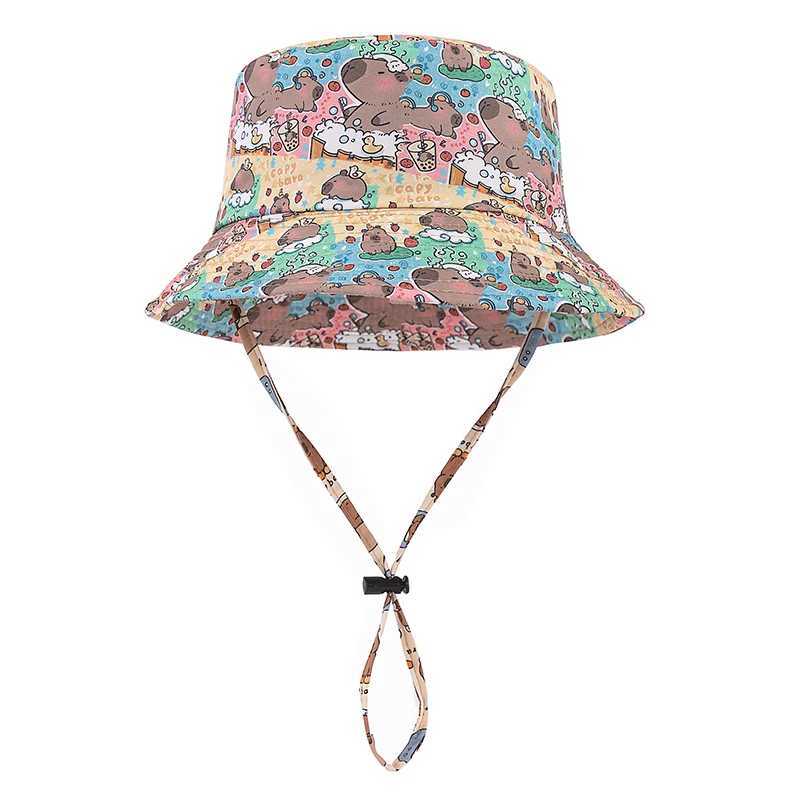 Hot Sale Unisex Summer Capibara Bucket Hat Capybara Print Outdoor Sun Protection Women Cap Adult Lovely Hat Y250707